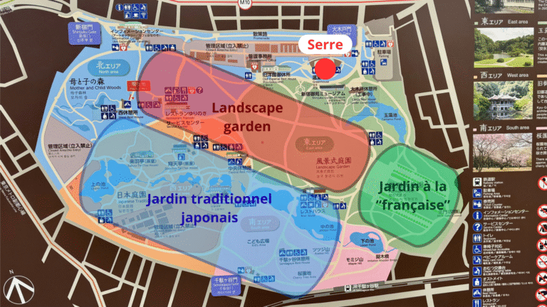 Plan du parc Shinjuku Gyoen