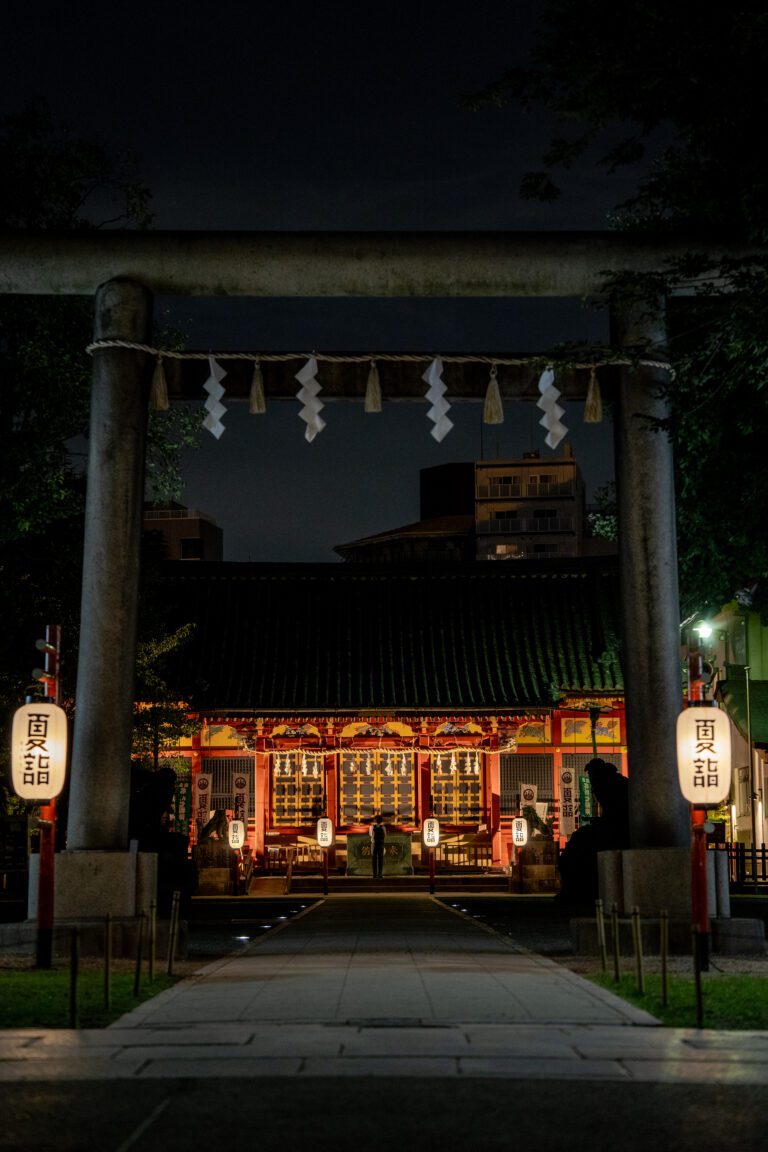 Yanaka Jinja during the night